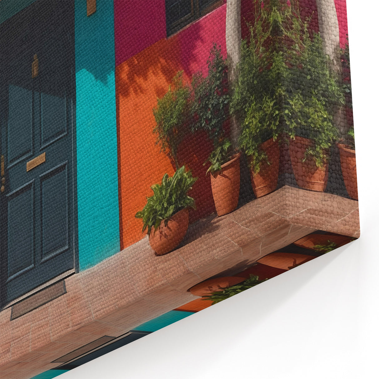 Vibrant Color Block Door Wall Art - Modern Architectural Canvas Print