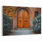 Historic Arched Wooden Door Wall Art - Rustic Architectural Print