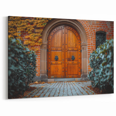 Historic Arched Wooden Door Wall Art - Rustic Architectural Print