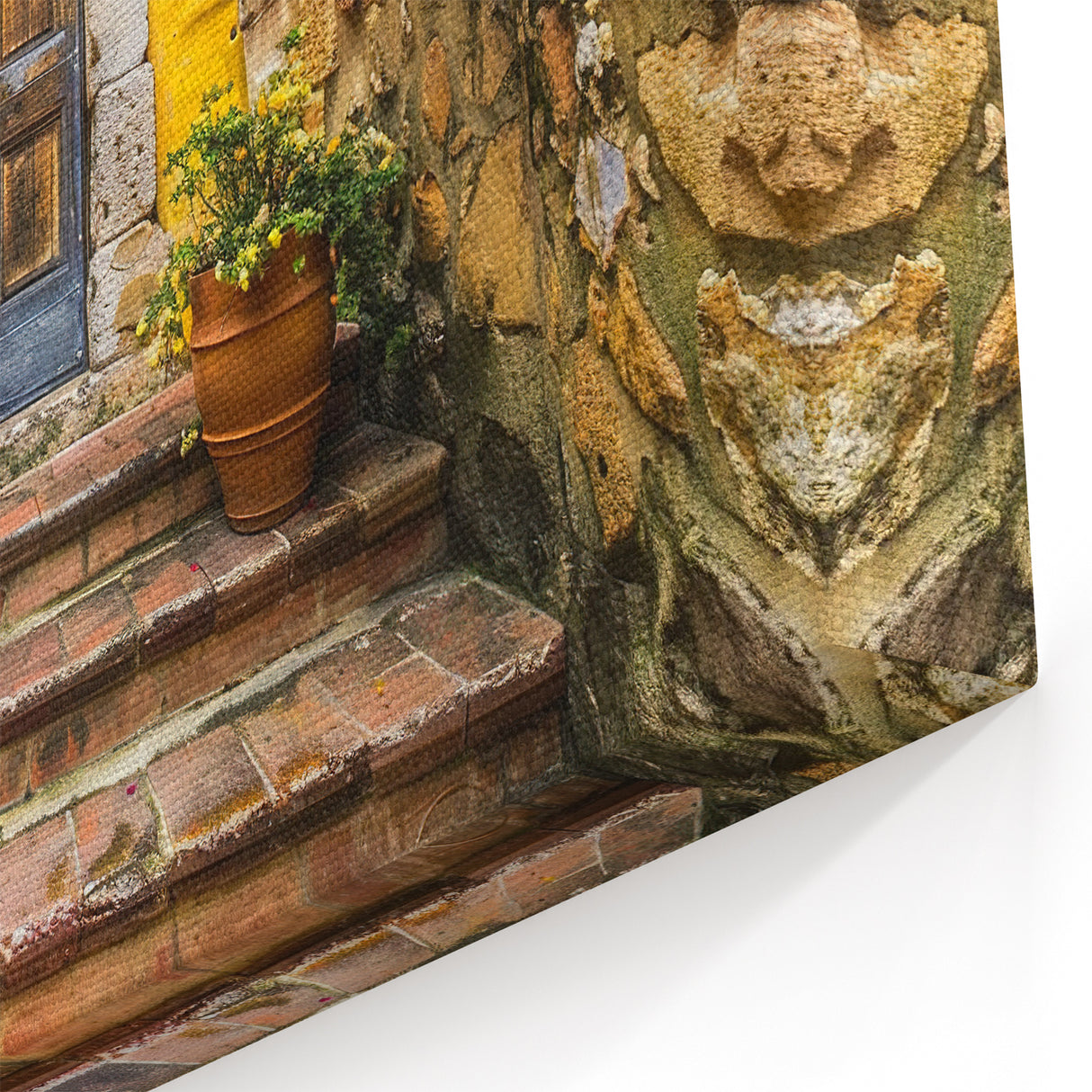 Rustic Mediterranean Door Wall Art - Vibrant Architectural Print