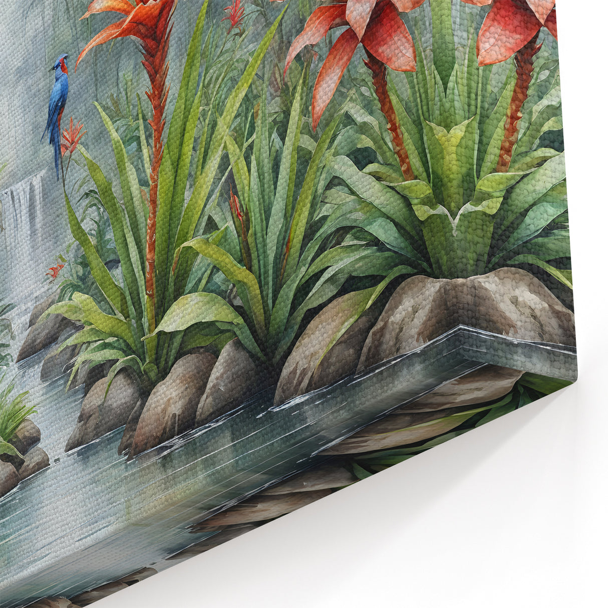 Vibrant Rainforest Wall Art - Tropical Jungle Canvas with Exotic Flowers