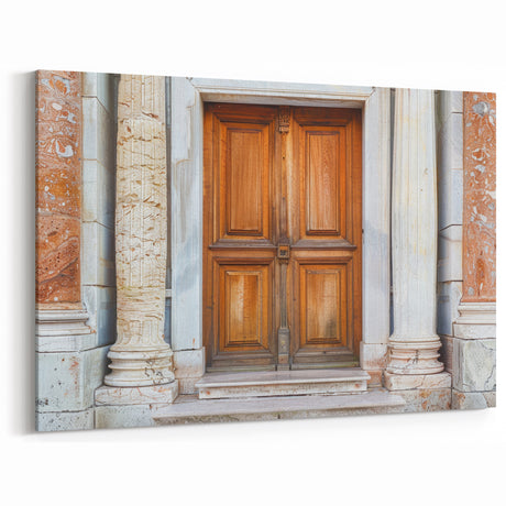 Elegant Marble and Wood Door Wall Art - Classic Architectural Print