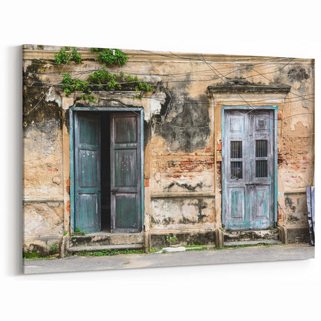 Vintage Urban Decay Door Wall Art - Rustic Architectural Canvas Print