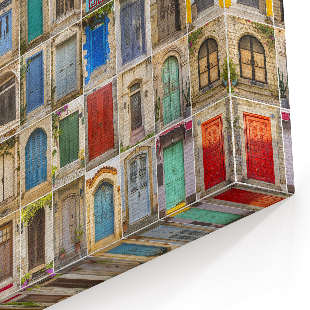 Colorful Door Collage Wall Art - Eclectic Architectural Canvas Print