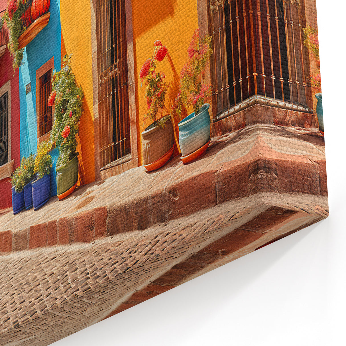 Vibrant Mexican Street Wall Art - Colorful Architectural Canvas Print