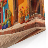 Vibrant Mexican Street Wall Art - Colorful Architectural Canvas Print