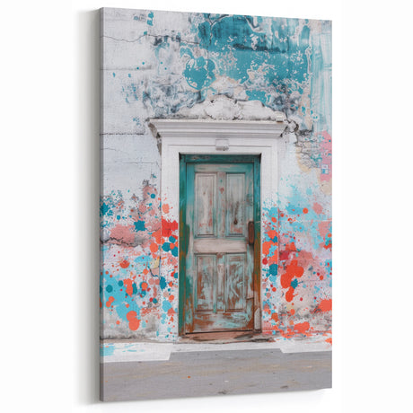 Rustic Teal Door Wall Art - Door Canvas Print & Vintage Decor