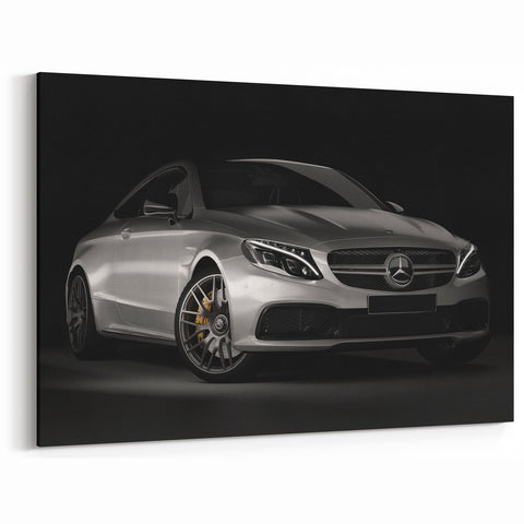 Luxury Silver Mercedes-Benz Wall Art - Elegant Sports Car Canvas Print
