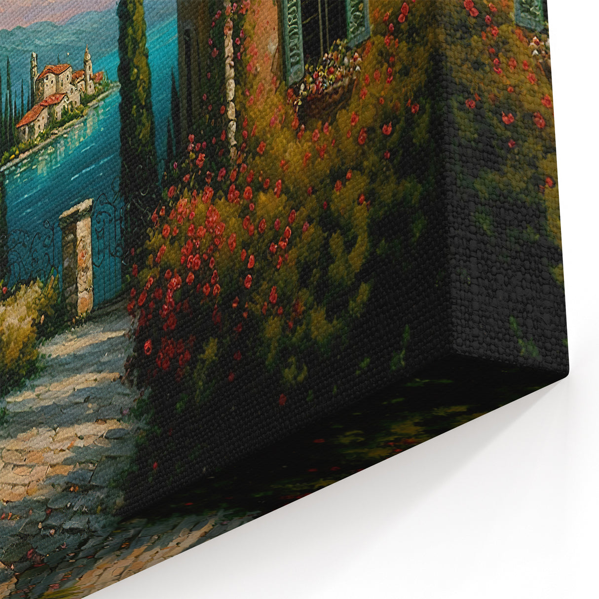 Mediterranean Coastal Street Scene Art - Serene Landscape Canvas Print