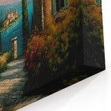 Mediterranean Coastal Street Scene Art - Serene Landscape Canvas Print