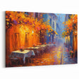 Vibrant Autumn Street Café Scene Art - Colorful Cityscape Canvas