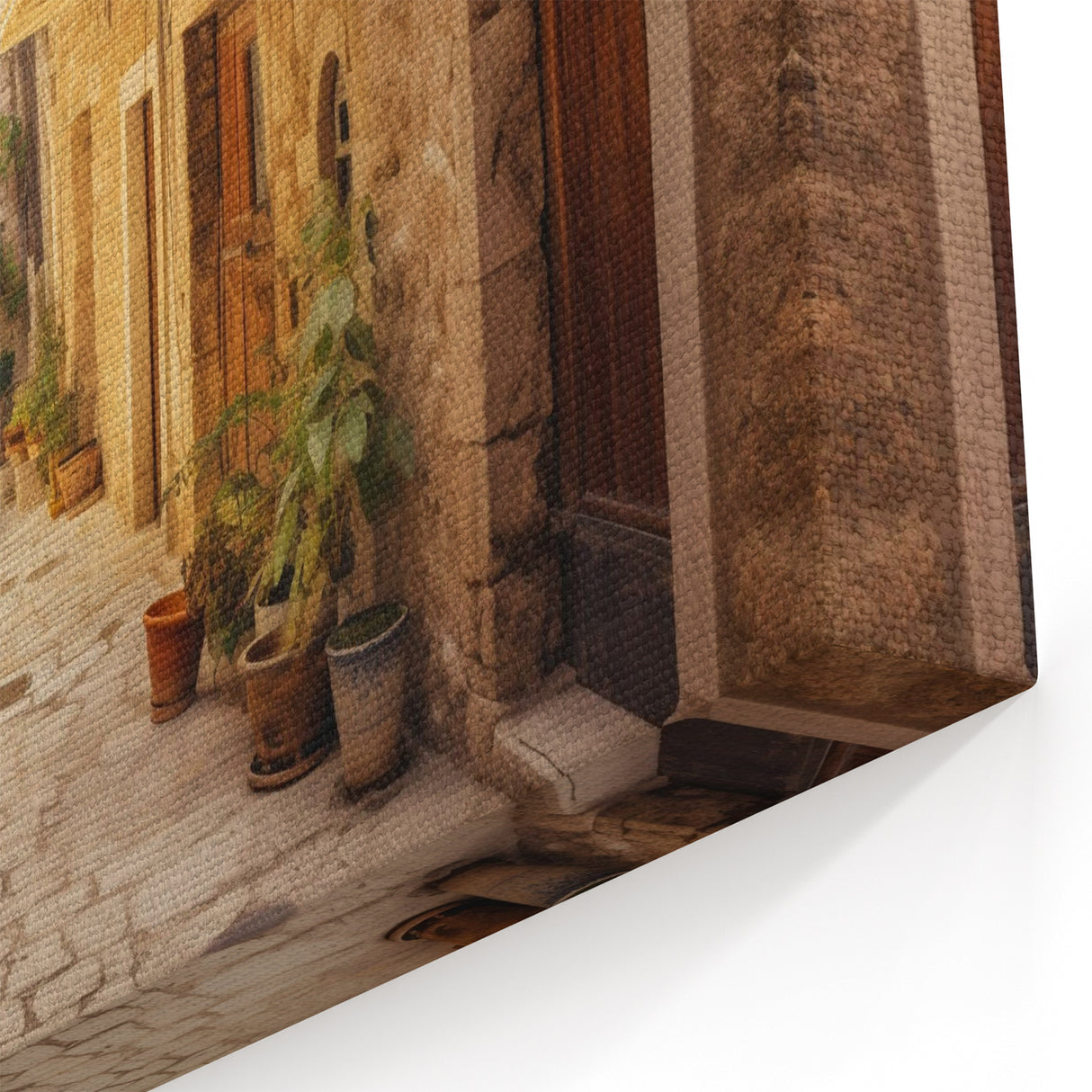 Rustic Stone Street Scene Art - Tranquil Mediterranean Canvas Print
