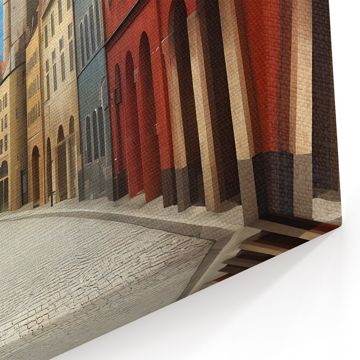 Vibrant Urban Street Scene Art - Colorful European Cityscape Canvas