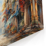 Charming Floral Street Scene Art - Colorful European Cityscape Canvas