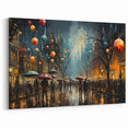 Nighttime Lantern Street Scene Art - Vibrant Urban Cityscape Canvas