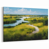 Path Through Lush Marshland - Scenic Swamp and Marsh Canvas Prints