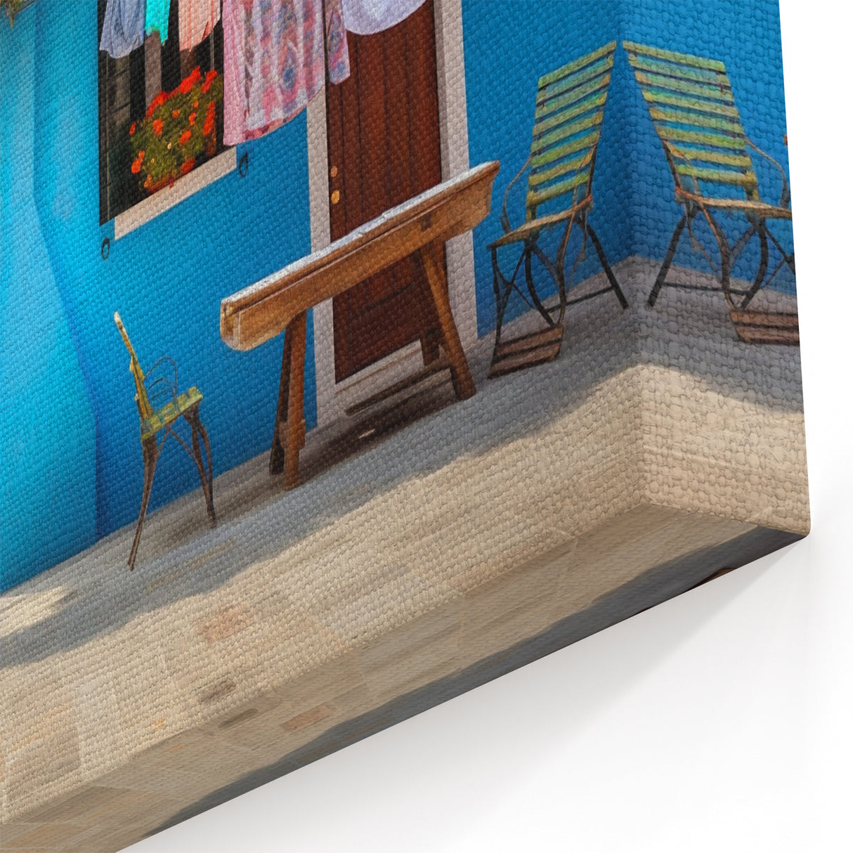 Vibrant Italian Street Scene Art - Colorful Courtyard Canvas Print