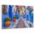 Colorful Moroccan Street Art Print - Vibrant Blue Cityscape Canvas
