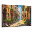 Charming Italian Street Art Print - Sunlit Rustic Village Canvas