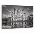 Reflected Cathedral Wall Art – Black & White European Architecture Print