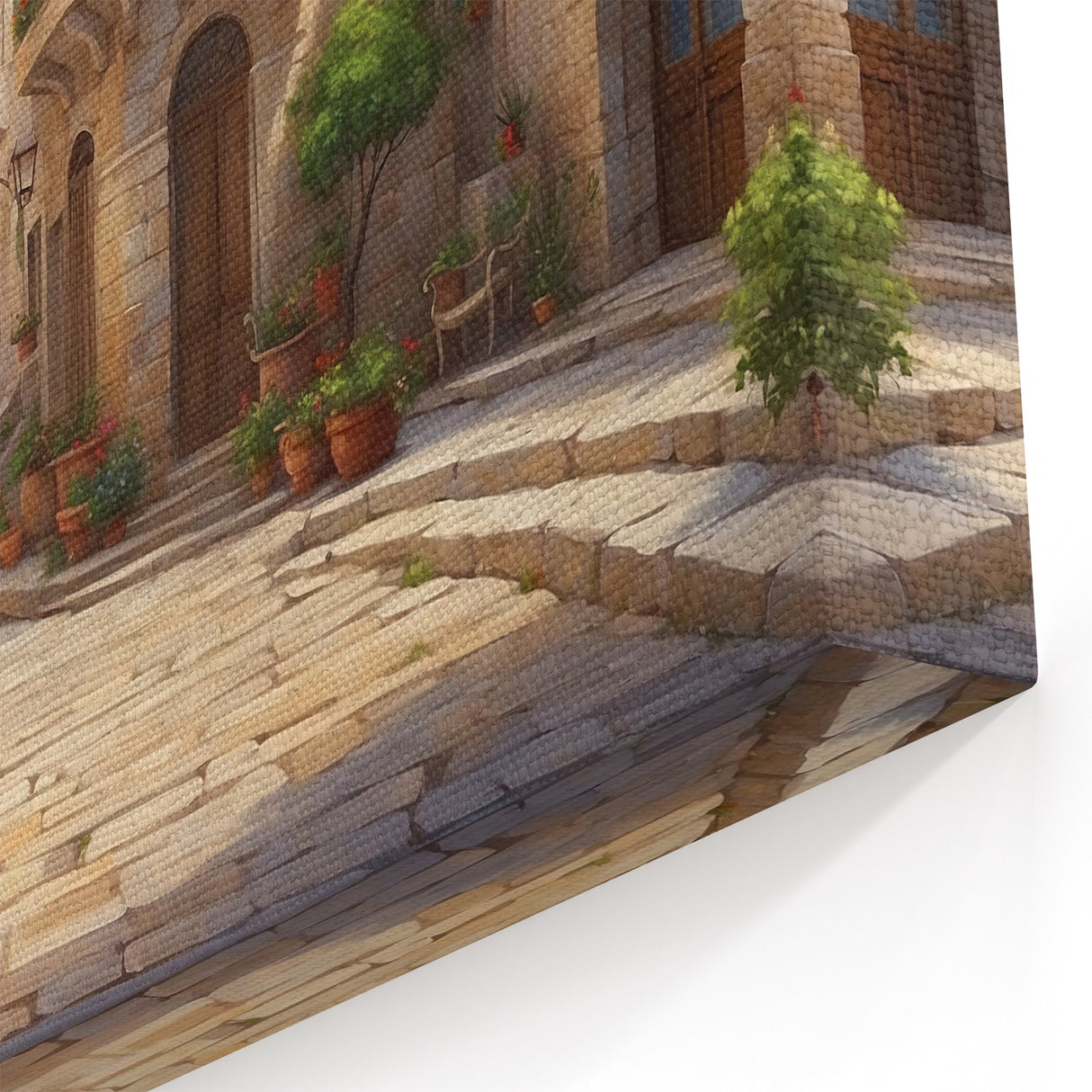 Charming Seaside Village Art Print - Mediterranean Coastal Canvas