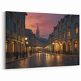 Twilight European Street Art Print - Serene Evening Cityscape Canvas