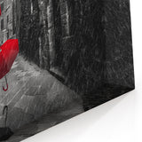 Dramatic Red Umbrellas - Black and White Street Photography Art Print