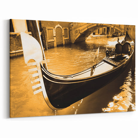 Vintage Venice Gondola Art | Italian Gondola Print | Sepia Wall Decor