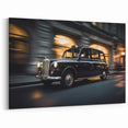 Classic Black London Taxi - Elegant Nighttime Taxi Wall Art Print