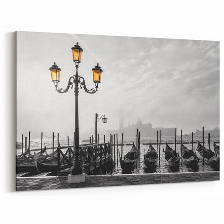 Venice Black & White Gondola Art | Italian Gondola Print | Elegant Decor