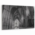 Gothic Church Hallway - Sacred Monochrome Religious Wall Art for Home
