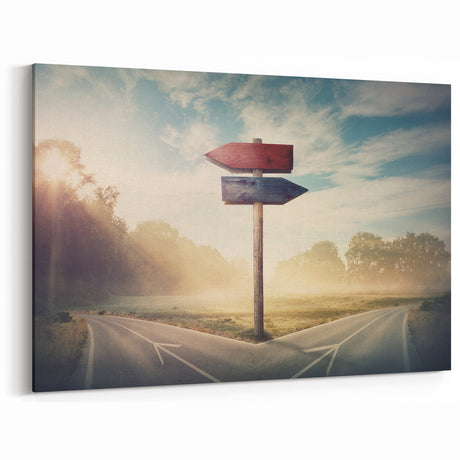 Fork in the Road Photography - Scenic Pathway Wall Art - Direction Sign Decor