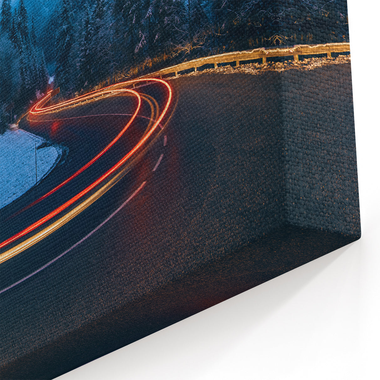 Curved Mountain Road Photography - Scenic Night Drive Wall Art Decor