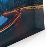 Curved Mountain Road Photography - Scenic Night Drive Wall Art Decor