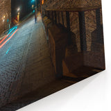 Historic Night Road Photography - Scenic Stone Wall Pathway Wall Art