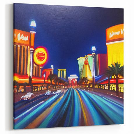 Vibrant City Road Art - Colorful Night Drive Canvas - Urban Wall Decor