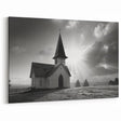 Monochrome Church Sunrise - Spiritual Wall Art for Tranquil Decor