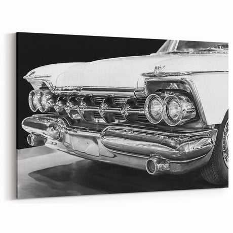 Vintage Car Art: Retro Chrome Classic Automobile Prints for Elegant Decor