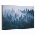 Misty Evergreen Forest Art - Serene Foggy Tree Line Wall Decor