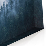 Misty Evergreen Forest Art - Serene Foggy Tree Line Wall Decor