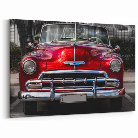 Antique Red Chevy Car Art: Classic Convertible Prints for Retro Decor