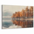 Autumn Trees by Misty Lake Art - Serene Fall Landscape Wall Decor