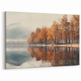 Autumn Trees by Misty Lake Art - Serene Fall Landscape Wall Decor