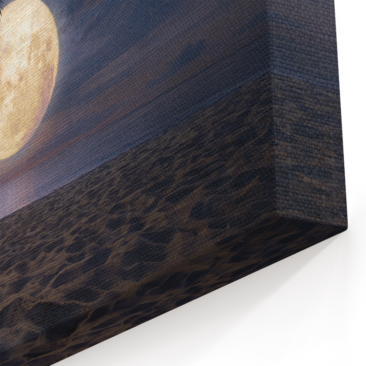 Full Moon Beach Wall Art - Coastal Nightscape Canvas with Palm Trees