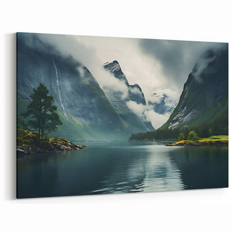 Misty Mountains Art - Ethereal Fog Canvas Print for Serene Home Decor