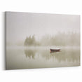 Serene Misty Lake Art - Tranquil Boat and Fog Canvas for Calm Decor