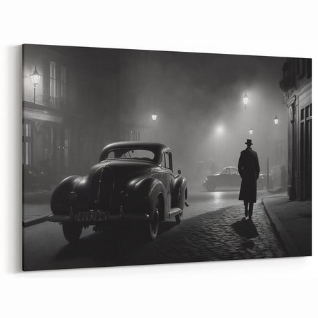 Noir Vintage Car Art: Classic Night Scene Prints for Dramatic Decor
