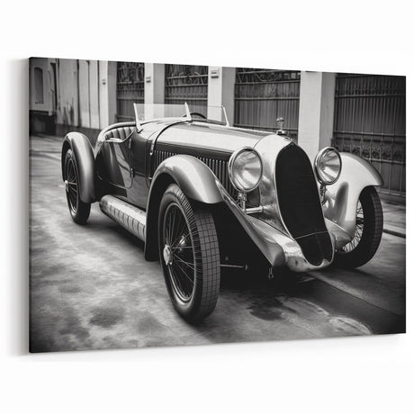 Black & White Vintage Car Art: Classic Elegance in Retro Decor