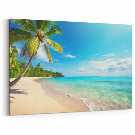 Tropical Beach Landscape - Serene Oceanfront Canvas for Coastal Decor