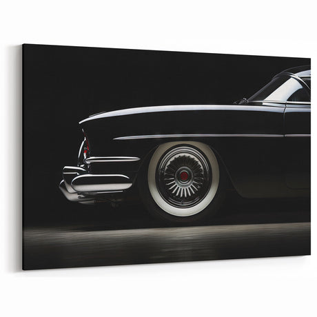 Sleek Black Car Art: Elegant Vintage Automotive Decor for Modern Spaces